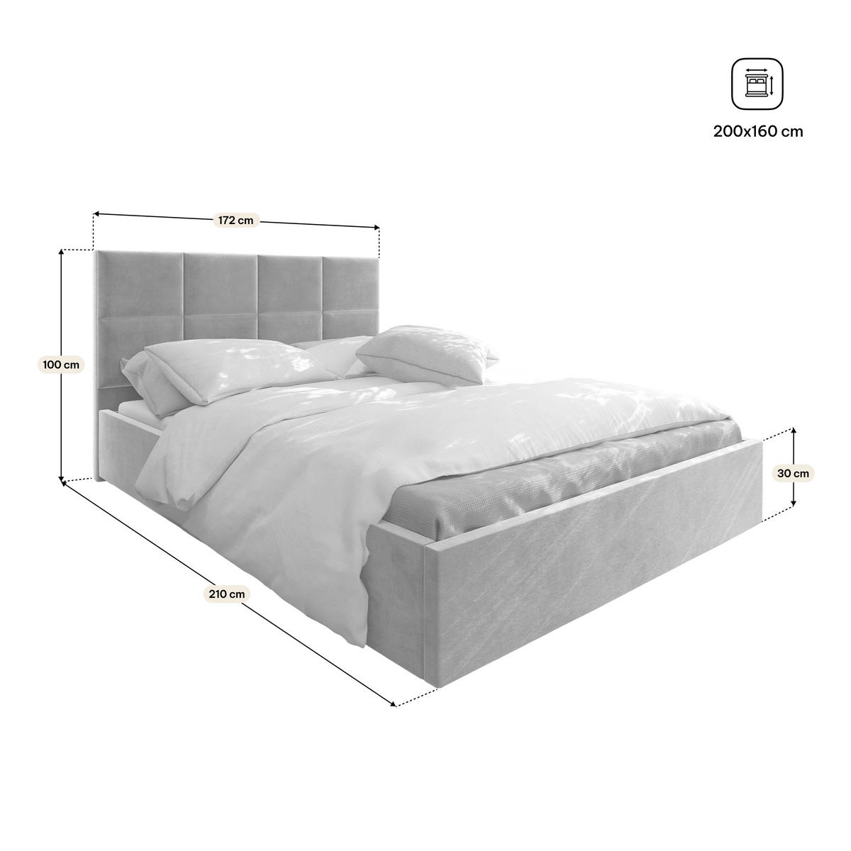POLSTERBETT LIMENA 160x200 cm mit Bettkästen - Grün - Grün, Holz (160/200cm) - MASSENO