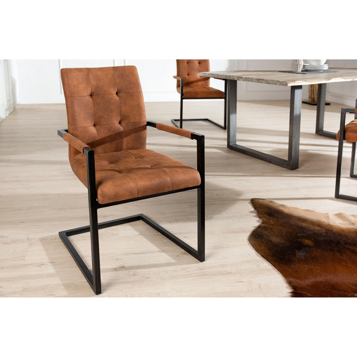 STUHL OXFORD Microfaser Braun - Braun, Textil/Metall (52/90/55cm) - riess-ambiente