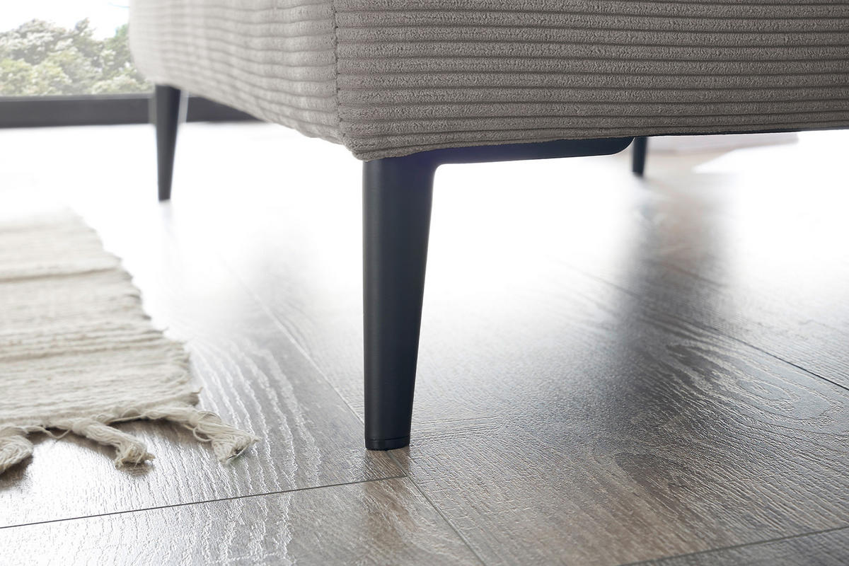 LONGSEAT CARA Grau Cord - Schwarz/Grau, Textil/Metall (132/84/170cm) - KAWOLA