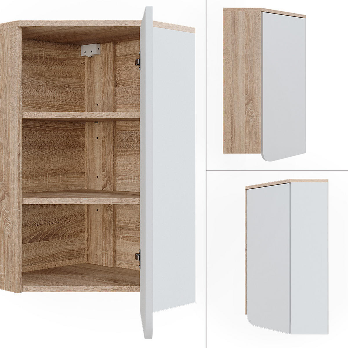 ECKHÄNGESCHRANK Karen Sonoma/Weiß 42.4 x 75 cm - Weiß/Sonoma Eiche, Holzwerkstoff (42.4/75/42.4cm) - Vicco