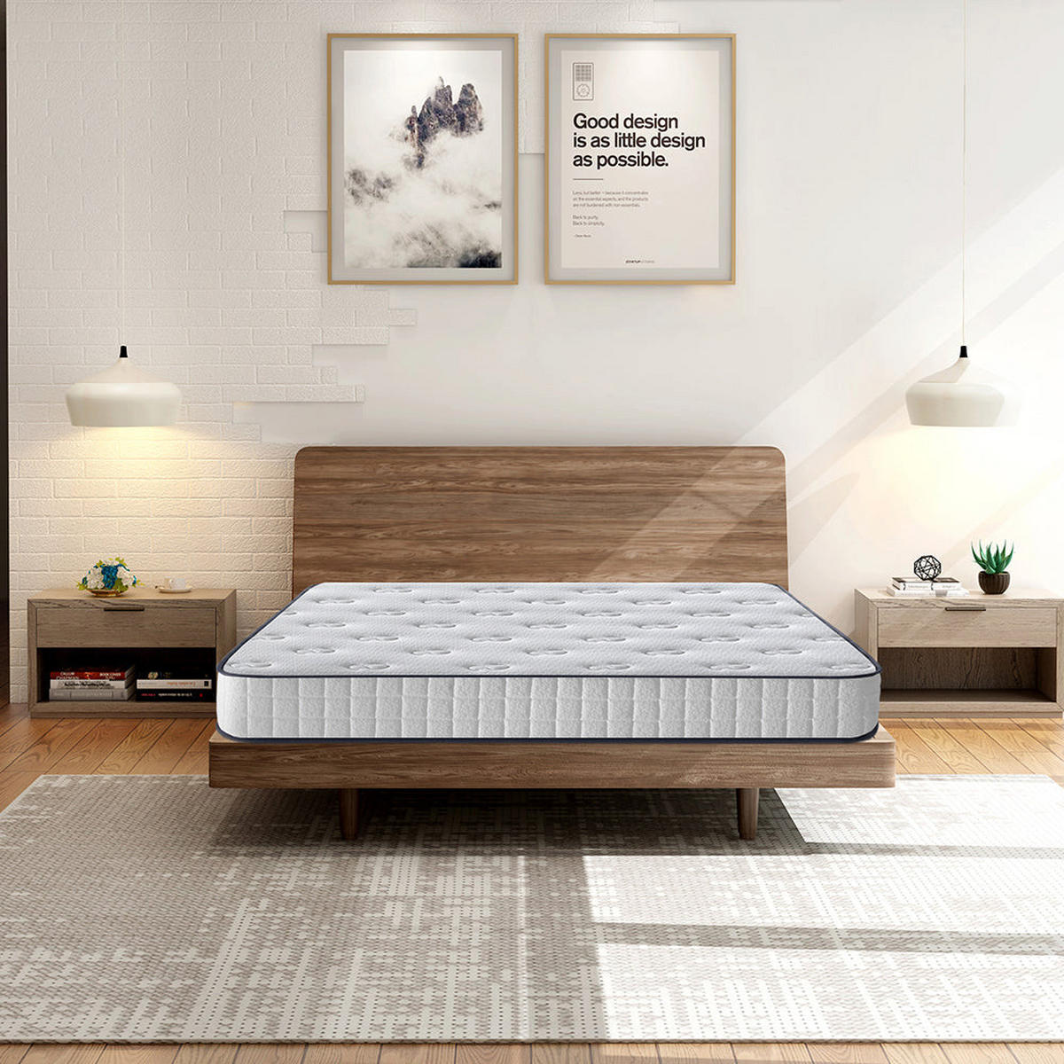 SCHAUMSTOFFMATRATZE 160/200 cm, Höhe ca.: 22 cm, fester und komfortabler Schaumstoff - Weiß, Textil (160/200cm) - TEENO