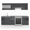 KÜCHENZEILE Raul Anthrazit/Weiß 240 cm, AP Schwarz - Anthrazit/Schwarz, Holzwerkstoff (240/81.6/60cm) - Vicco