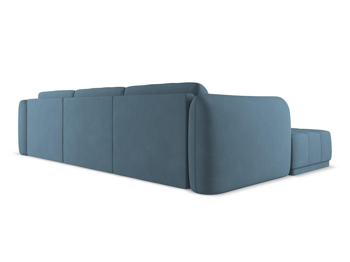ECKSOFA Links Chenille Stoff Blau - Blau/Blaugrau, Kunststoff/Textil (170/290cm) - Makamii
