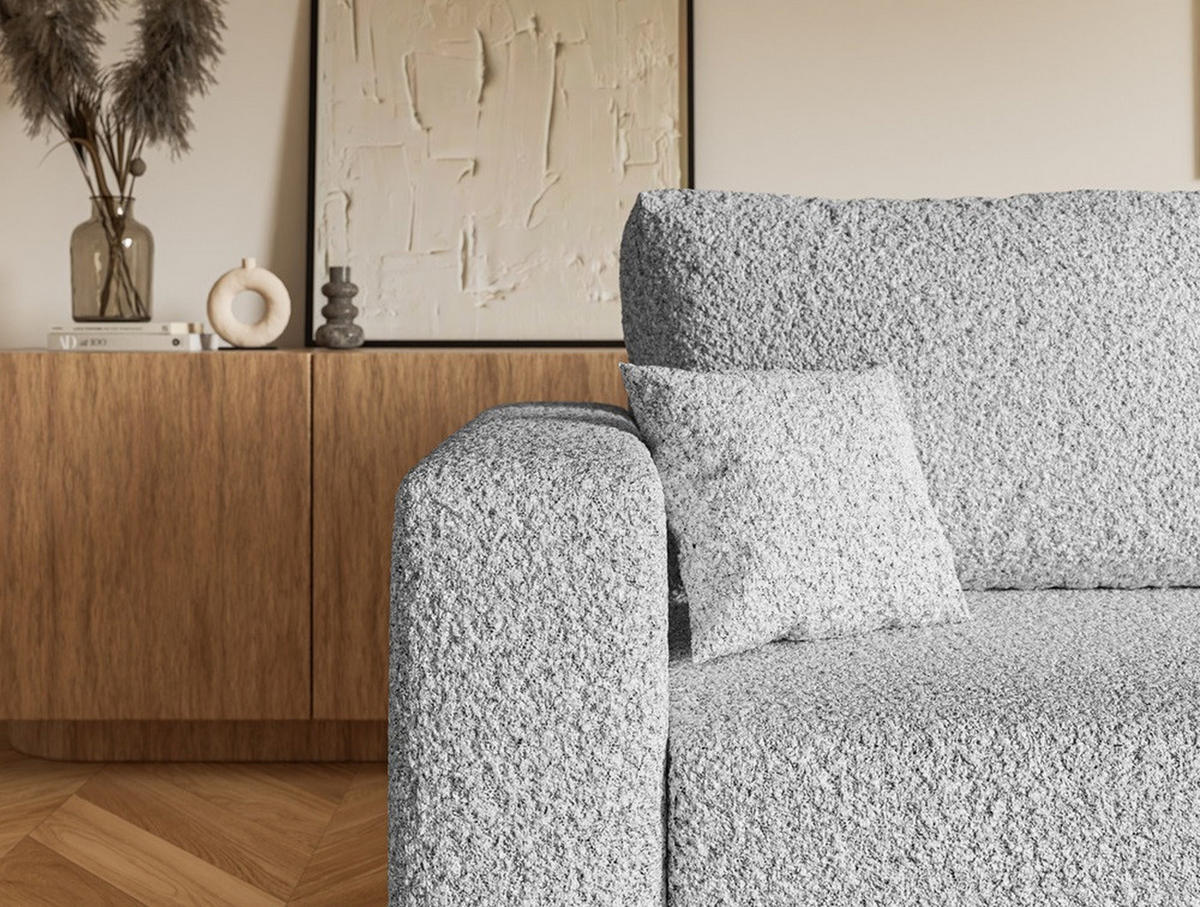 SCHLAFSOFA SOFIA, Sofa mit Schlaffunktion und Bettkasten, Farbe: Grau, Bouclé-Stoff - Grau, Textil (236/92/85cm) - Sepro Meble