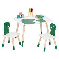 KINDERSITZGRUPPE Weiß Grün Natur 3-tlg. Tisch 2 Stühle - Multicolor, Holz/Holzwerkstoff (60/45/60cm) - Relaxdays