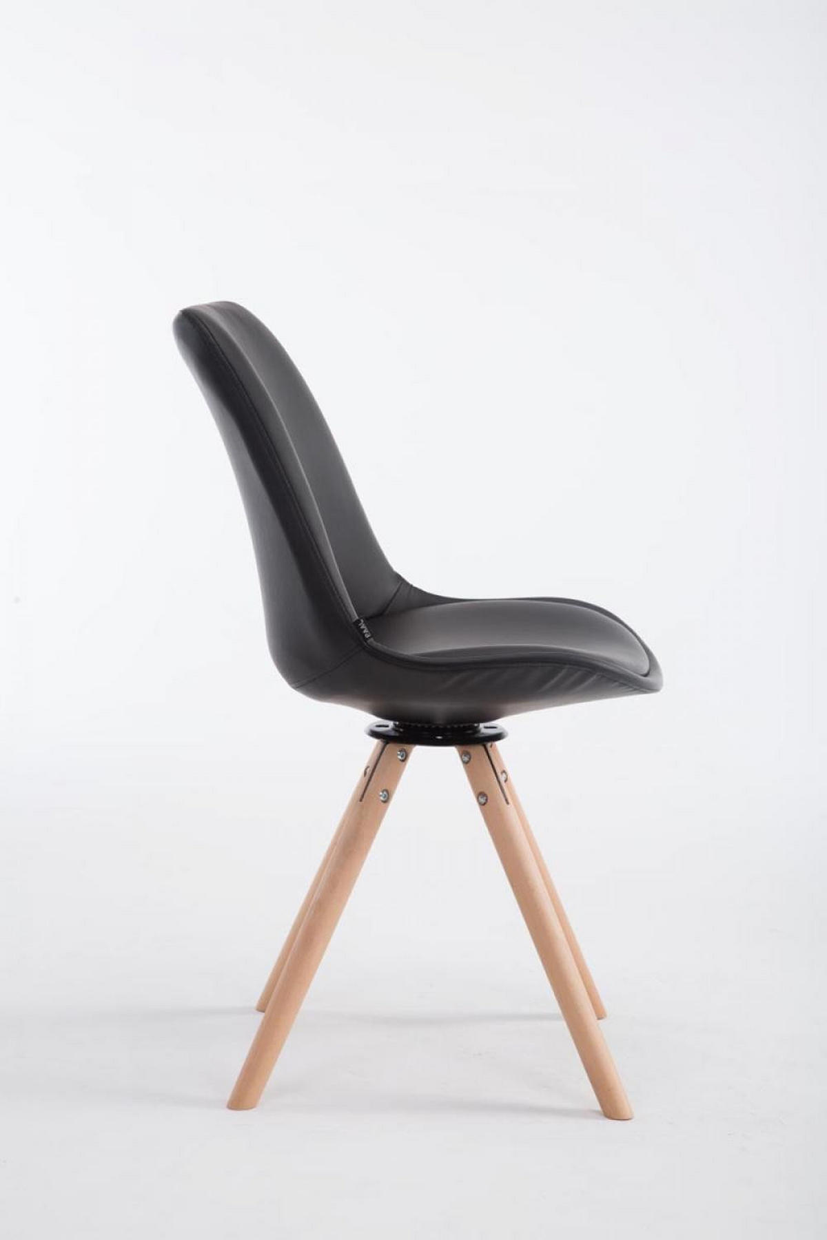 STUHL Lederlook schwarz - Eukalyptusholzfarben/Schwarz, Holz/Textil (48/84/56cm) - CLP