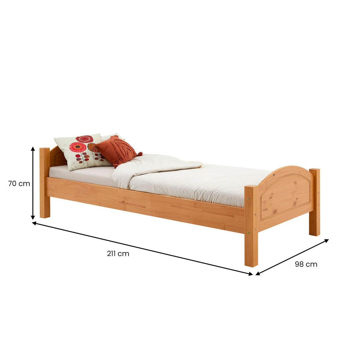MASSIVHOLZBETT FLIMS 90x200 cm buchefarben - Buchefarben, Holz (90/200cm) - IDIMEX