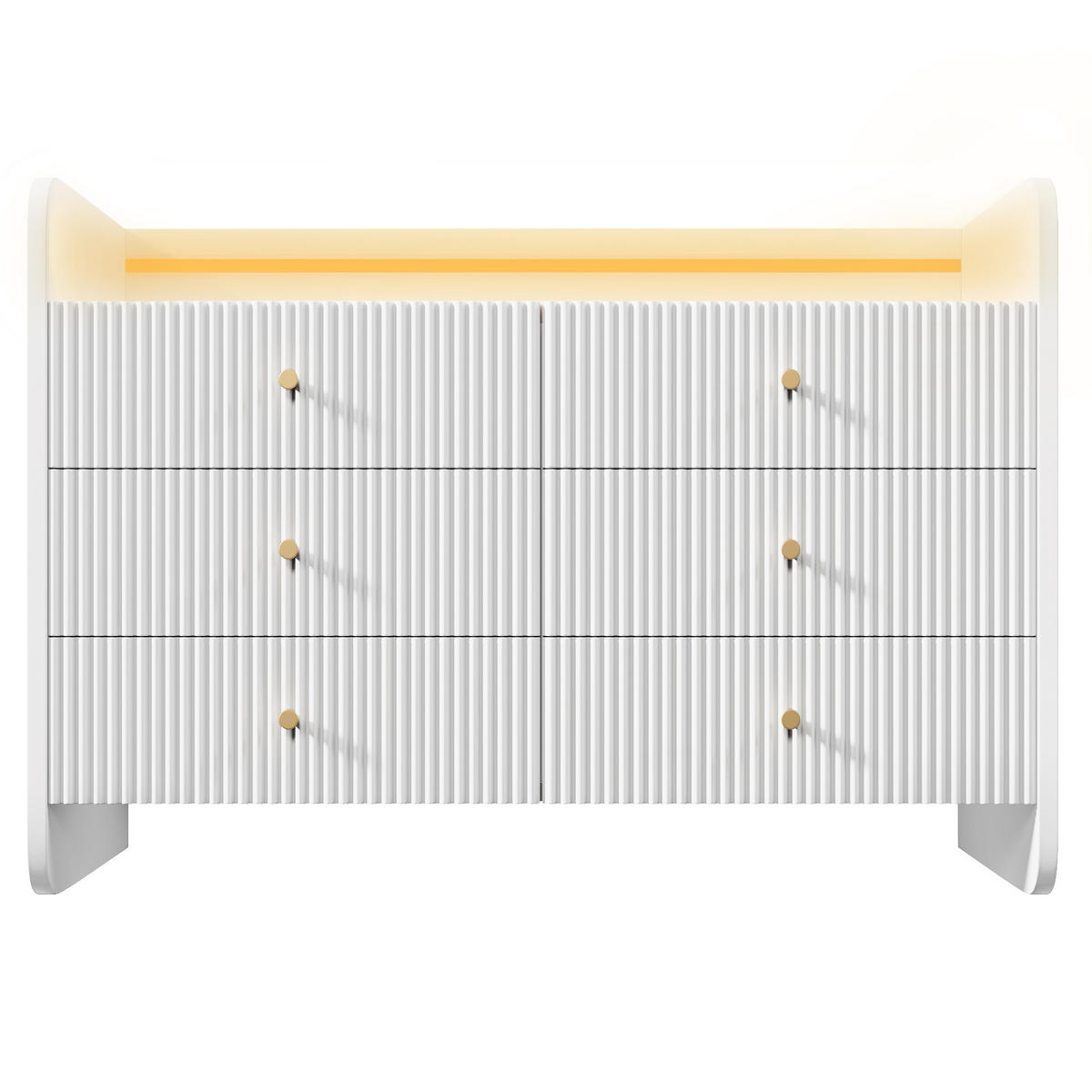 KOMMODE mit 6 Schubladen und LED-Beleuchtung, 120 x 40 x 75 cm, Weiß, Spanplatte - Weiß, Holzwerkstoff (120/75/40cm) - SONNENH