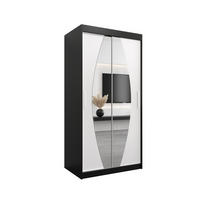 SCHWEBETÜRENSCHRANK 200/100/62 2-türig - Silberfarben/Schwarz, Holz/Kunststoff (100/200/62cm) - Abiks Möbel