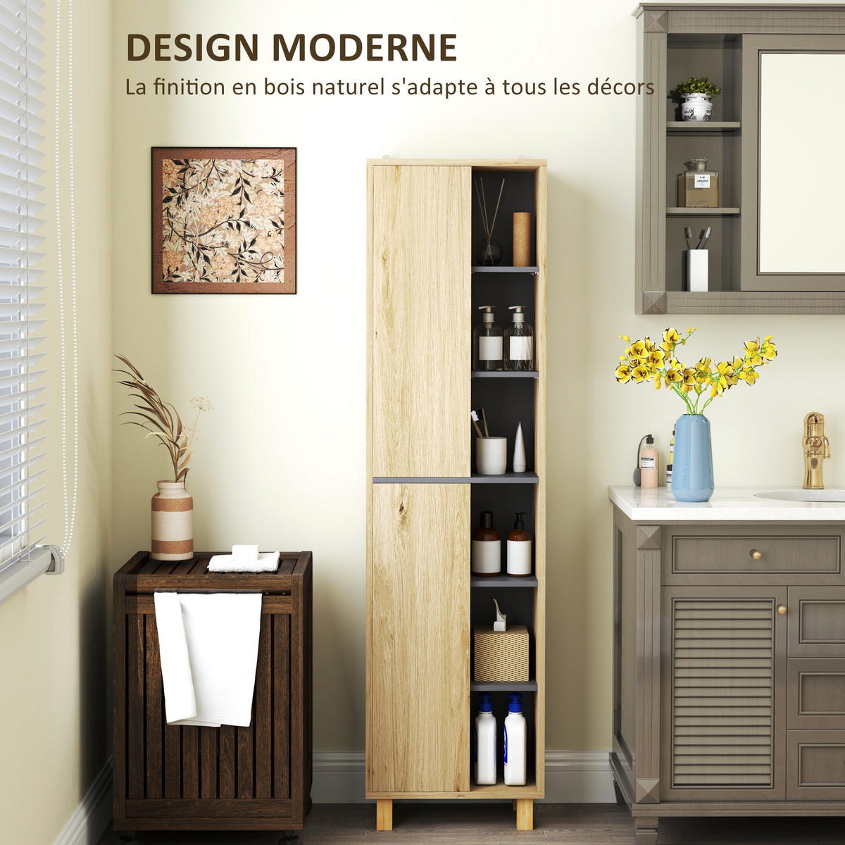 HOCHSCHRANK DE-12443 40/24/148 cm Naturholz - Naturfarben, Holzwerkstoff (24/148/40cm) - ComfortXL