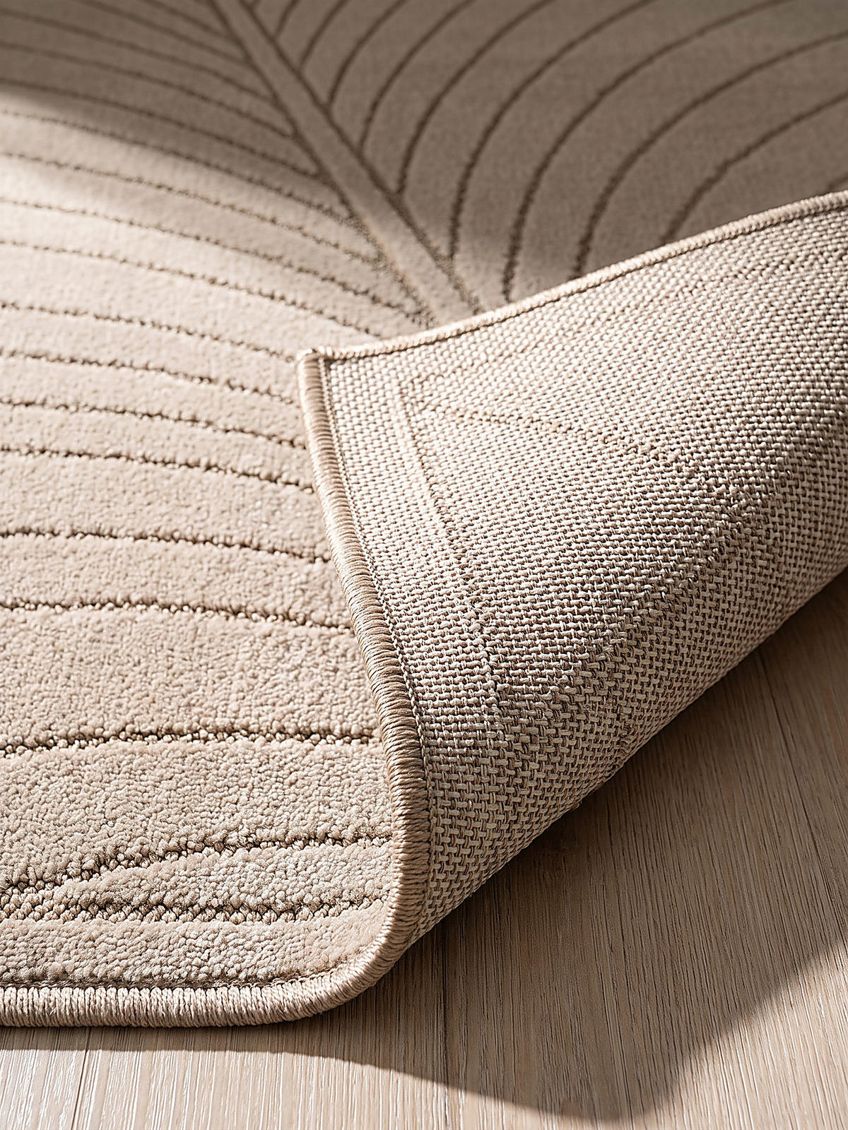 TEPPICH Outdoor, Fußbodenheizung-geeignet, mit Blattmotiv, aus Polypropylen, ENGADIN in Beige, 140 x 200 cm - Beige, Textil (140/200cm) - KADIMA DESIGN