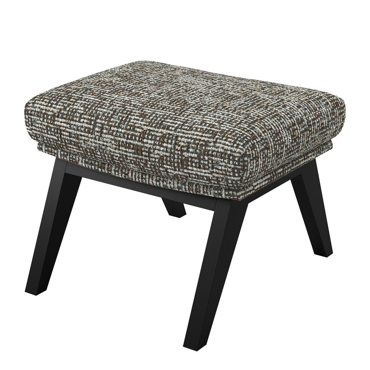 HOCKER mit Holzfüßen - Schwarz/Grau, Birkenholz/Textil (54/41/41cm) - home24
