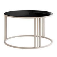 COUCHTISCH LORI GLASS auf kaschmirfarbenem Gestell Kaschmir / Glas Schwarz - Kaschmir/Schwarz, Holzwerkstoff (70/70/48cm) - Lookway