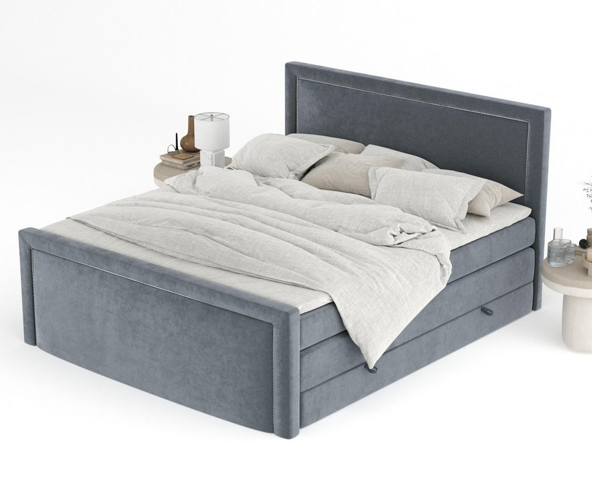 BOXSPRINGBETT Lavenda Grau 160/200 cm - Schwarz/Grau, Holz/Holzwerkstoff (160/200cm) - Maison de Reve