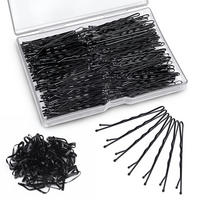 HAARNADELN und Haargummis Set 300 Stück Schwarz - Schwarz, Metall (8.5/1.2/12.5cm)