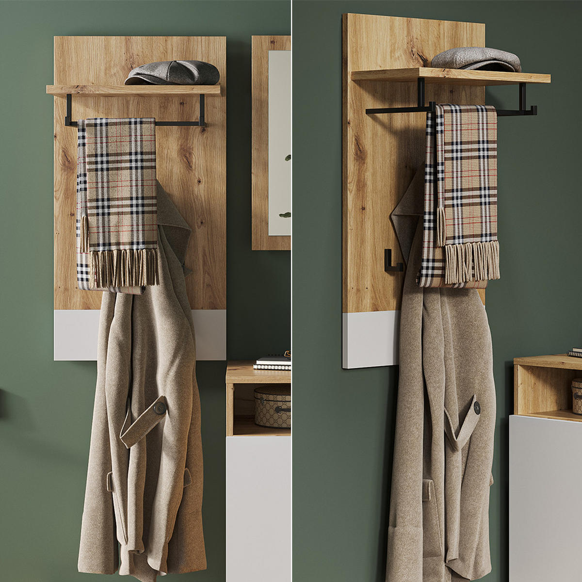 NÁSTĚNNÝ VĚŠÁK Selena Bílá/Artisan - bílá/dub artisan, kompozitní dřevo (44/83/25.6cm) - Vicco