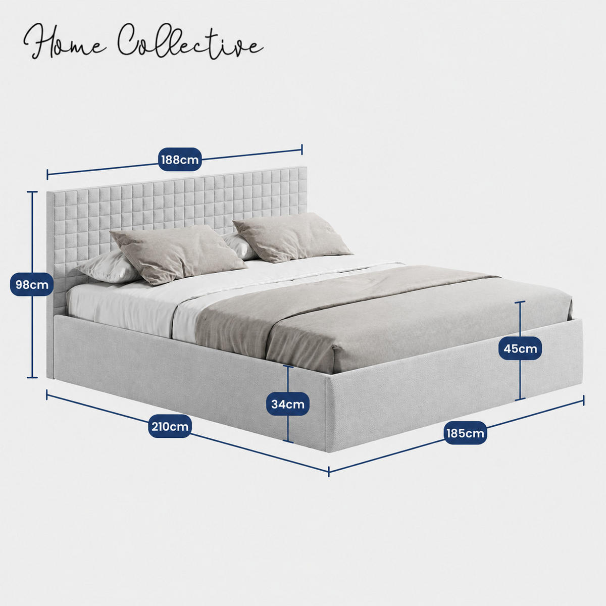 POLSTERBETT VARDO-Stoff H3 Matratze 180x200 cm in Grau - Grau, Textil (180/200cm) - Home Collective