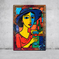 GEMÄLDE Dame in der Bar Schattenfugenrahmen Gold 140x100 cm - Goldfarben, Holz (140/100cm) - YS-art gallery