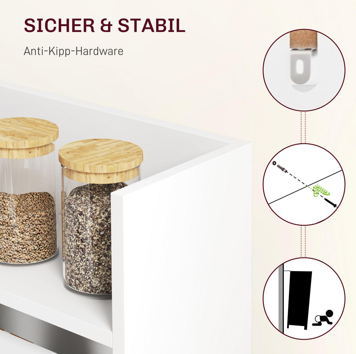 KLAPPTISCH 78,5/91/93 cm, seitlich ausklappbar, platzsparend für 3 Personen - Weiß, Holz (91/78.5/93cm) - BEAOK