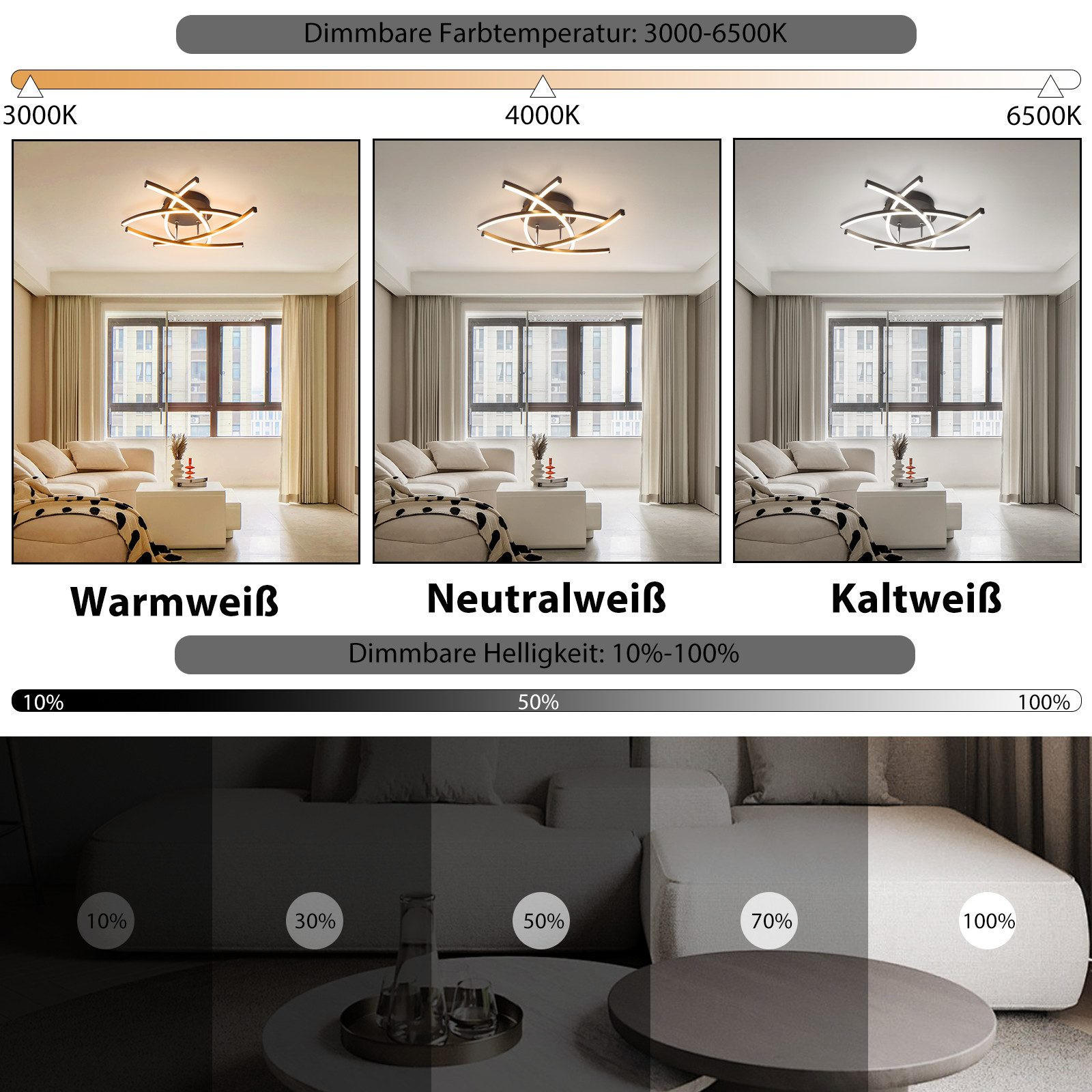 Thumbnail - Nettlife Led-Deckenleuchte, Schwarz, Metall, F, 52x13x52 cm, Lampen & Leuchten, Innenbeleuchtung, Deckenleuchten