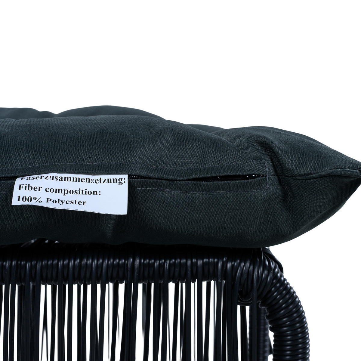 LOUNGESET Rattan Schwarz/Grau 5-tlg. - Grau, Metall - ComfortXL