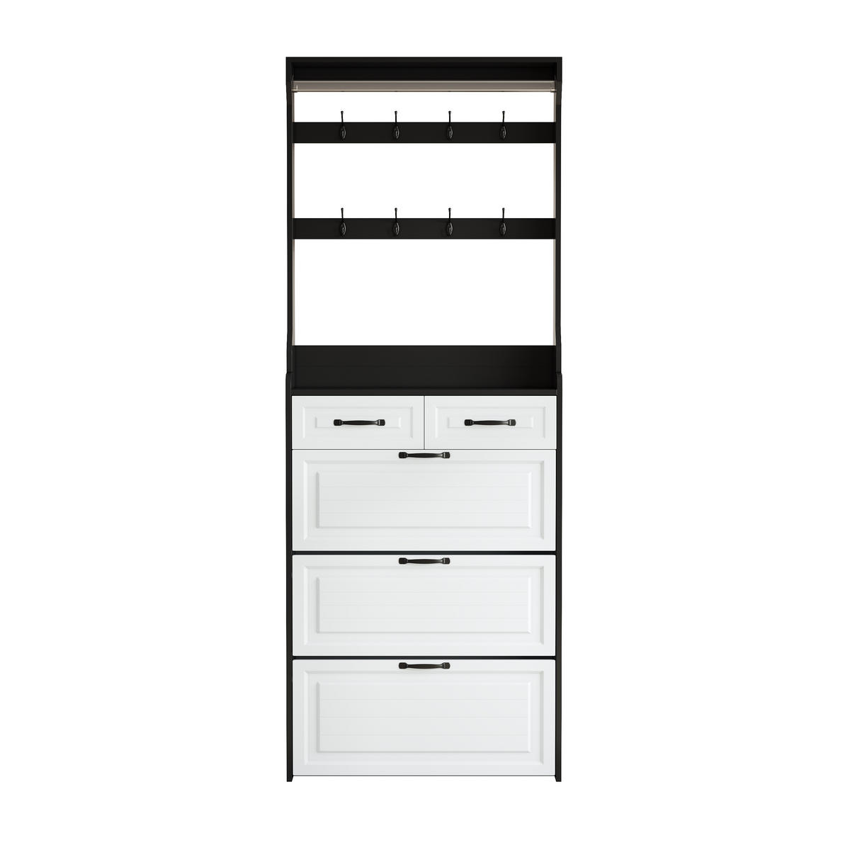 SCHUHSCHRANK aus Spanplatte in Weiß mit 3 Klappen & 2 Schubladen - Weiß, Holzwerkstoff (80/220/23.5cm) - Modfu