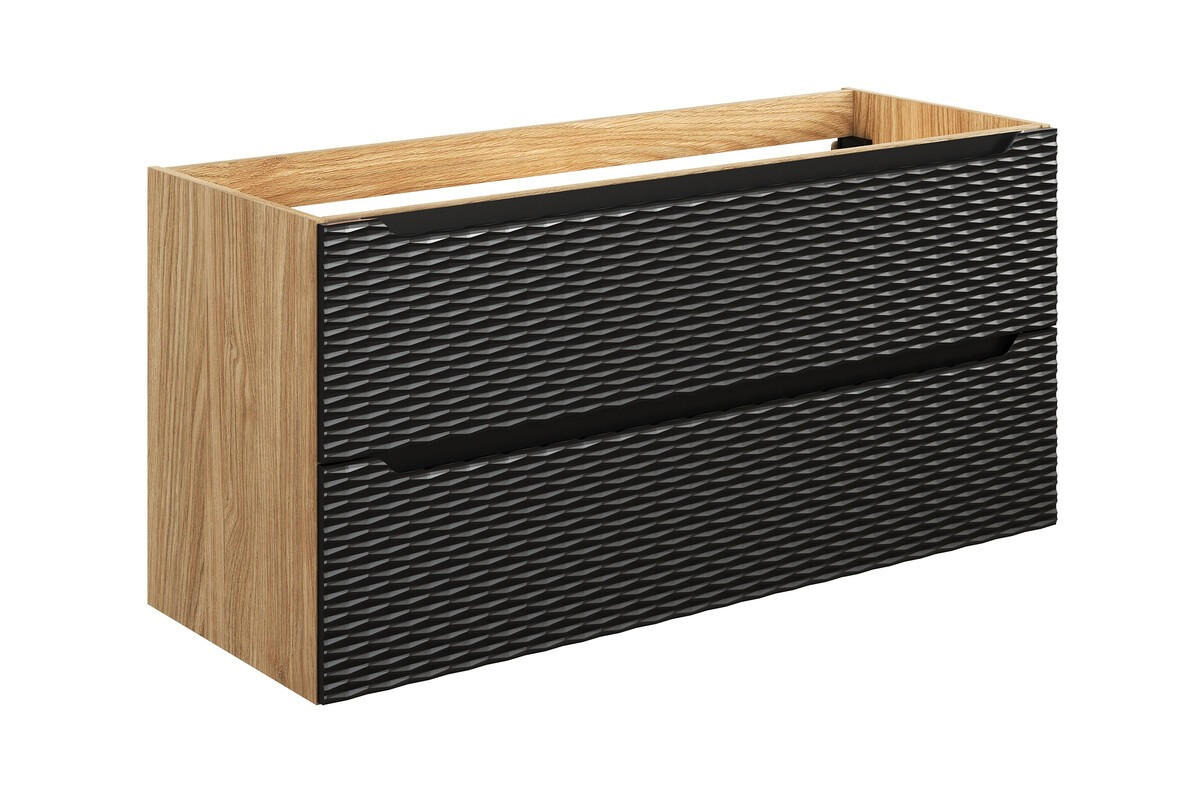 WASCHBECKENUNTERSCHRANK 120 cm 2 Teile - Ocean Black O BM453 in Schwarz / Geölter Eiche - Schwarz, Holz (120/57/46cm)