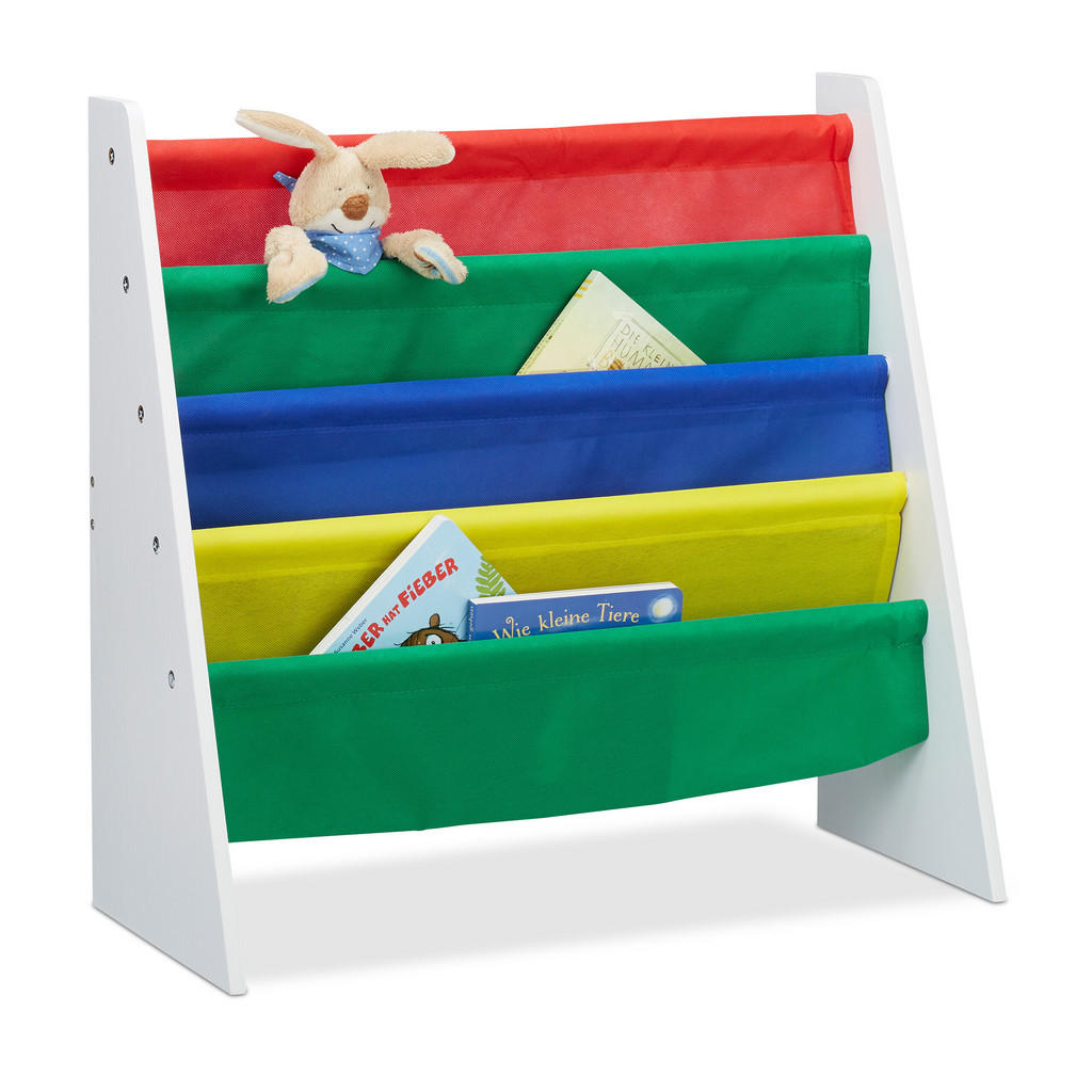 BIBLIOTECĂ Alb Multicolor copii 4 compartimente textile