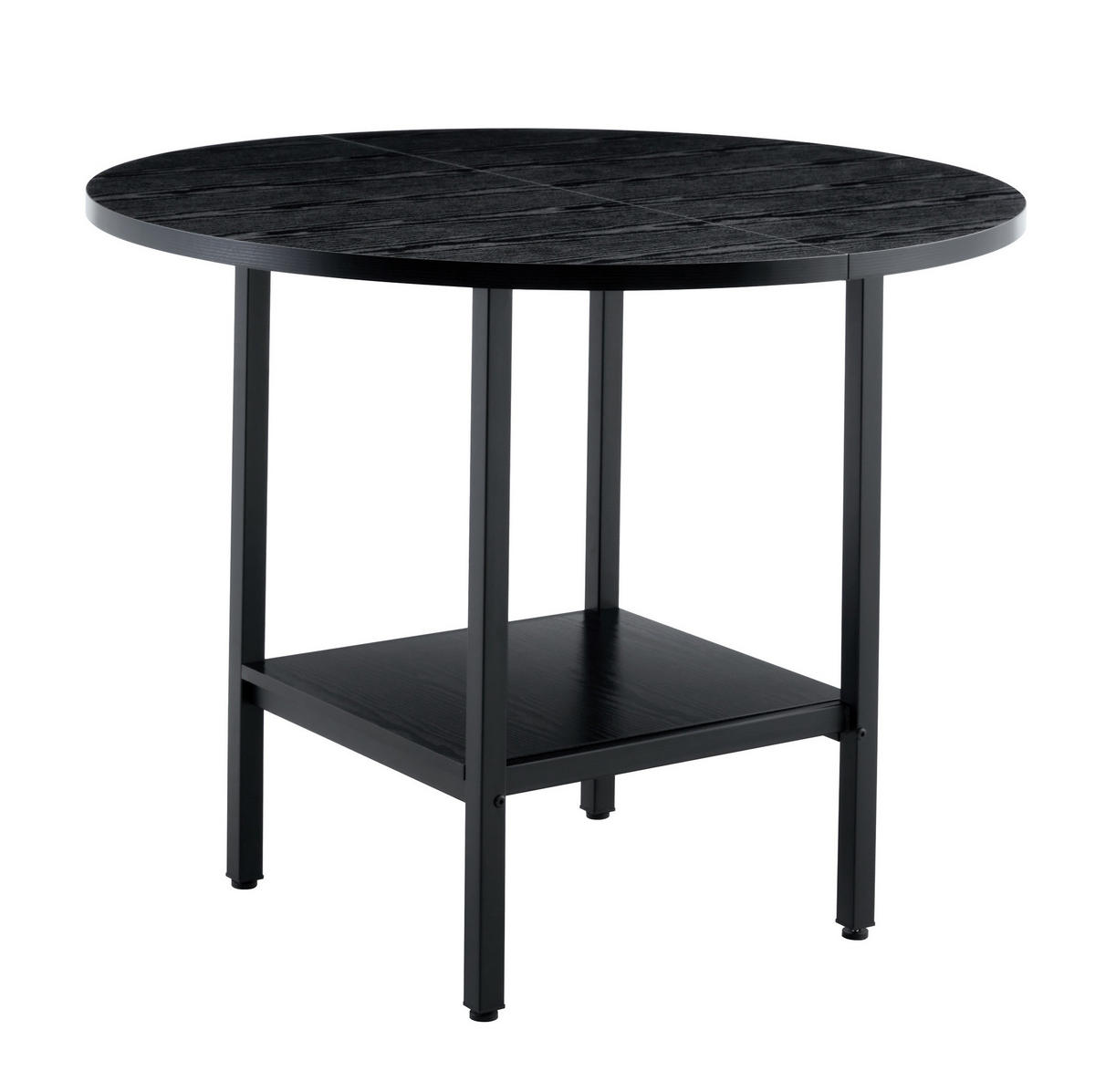JEDÁLENSKÝ stôl 100 cm čierny, MDF a kov, s odkladacou policou, pre 4–6 osôb - čierna, kompozitné drevo (100/100/77cm) - BEAOK