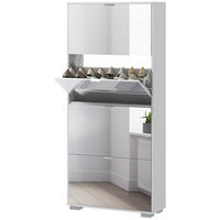SCHUHSCHRANK mit vier Flügeltüren und verstellbaren Einlegeböden, Platz für 24 Paar Schuhe, Maße 76 x 26 x 168 cm - Weiß, Holzwerkstoff (76/168/26cm) - HOMCOM
