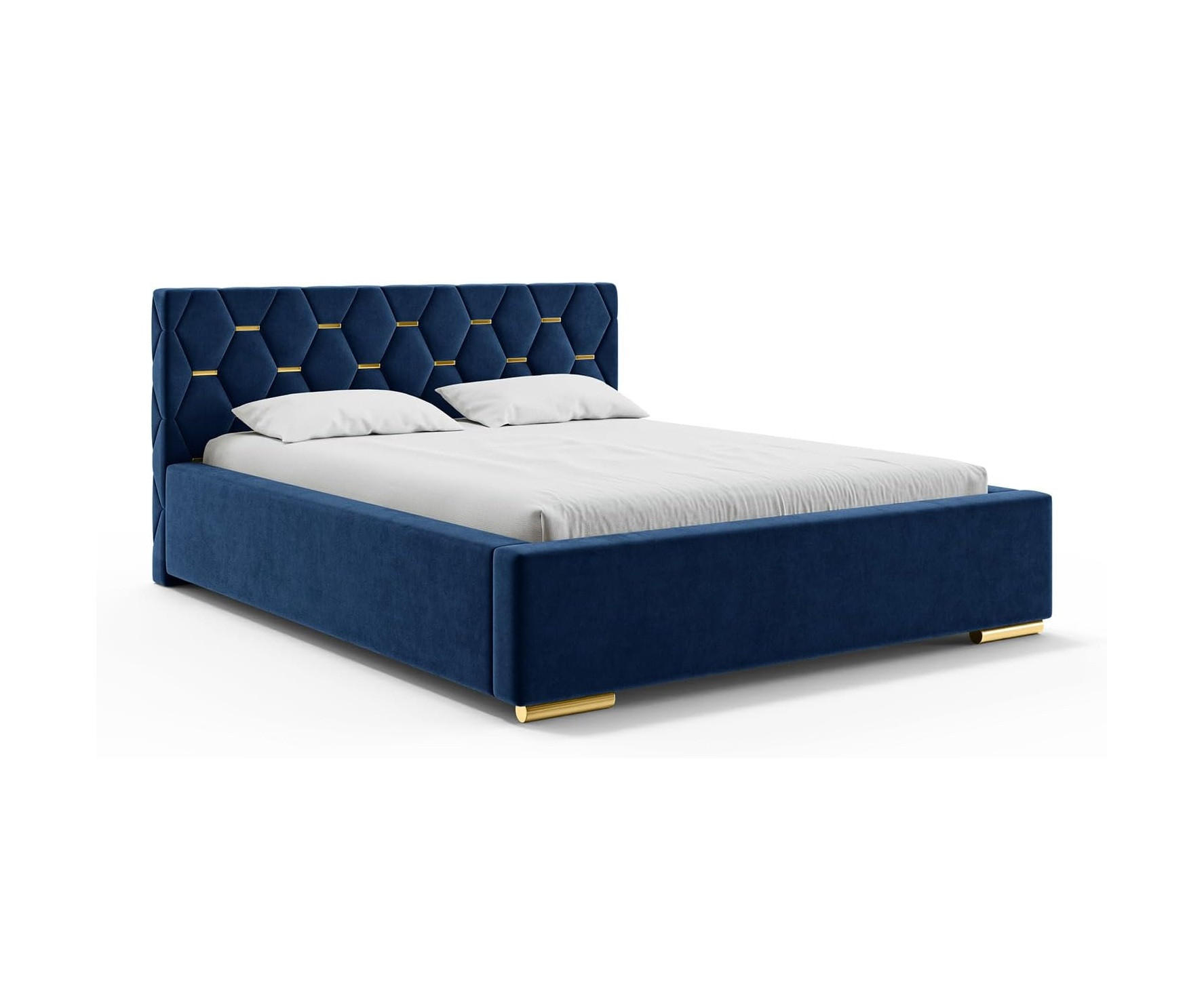 BETT VERSAL - Goldfarben/Dunkelblau, Holzwerkstoff (120/200cm) - Meblini