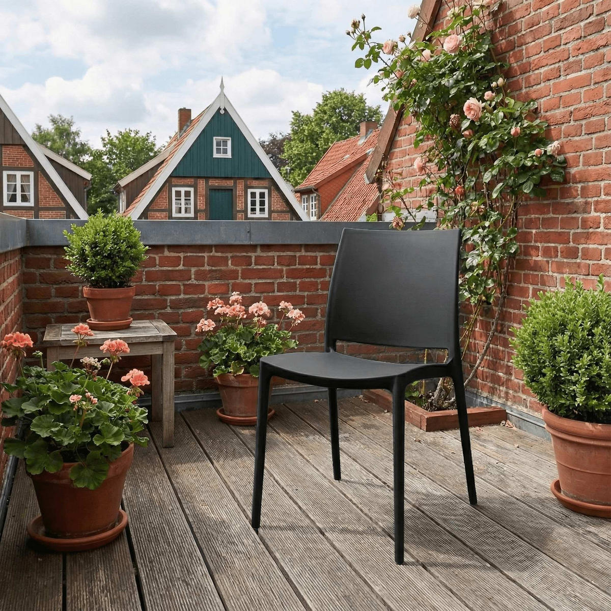 GARTENSTUHL Kunststoff Schwarz - Schwarz, Kunststoff (42/81/49cm) - CLP