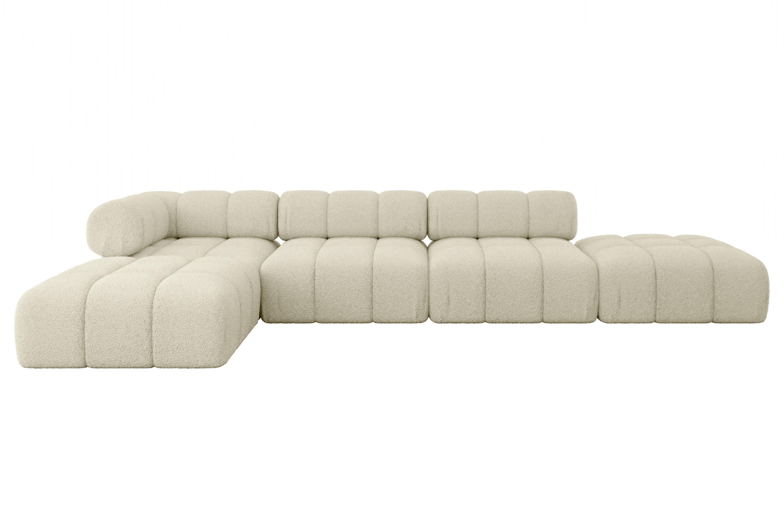 ECKSOFA modulares Sofa Kerru-L2 - 380x190x70 cm Beige Bouclé - Beige, Holzwerkstoff/Textil (380/190cm) - ALTDECOR