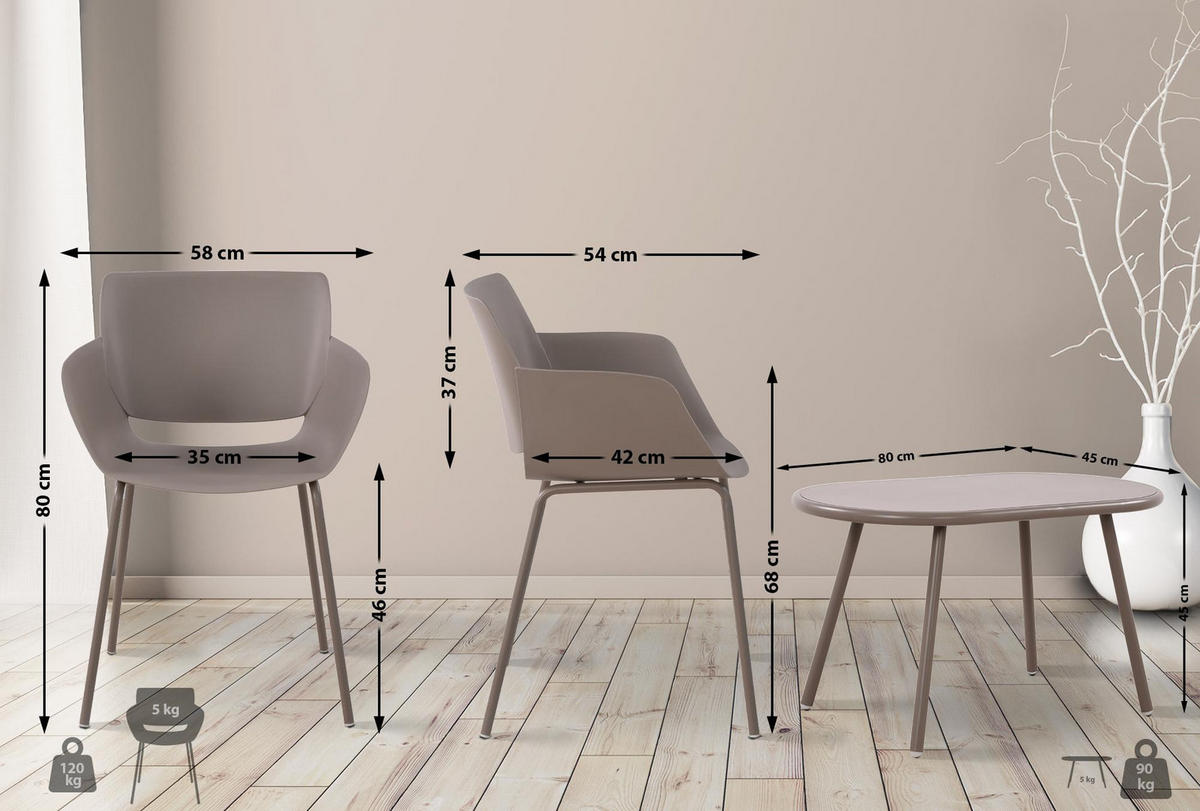 GARTENSITZGRUPPE Kunststoff taupe - Taupe, Kunststoff - CLP