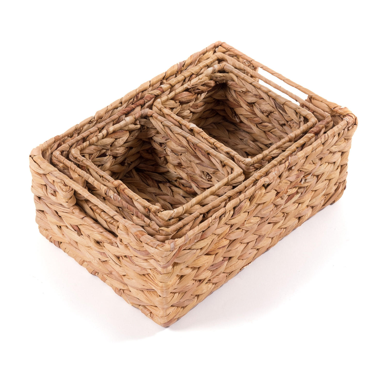 AUFBEWAHRUNGSBOX-SET Cesto II 4-teilig Wasserhyazinthe geflochten, 4 verschiedene Größen naturfarben - Naturfarben, Naturmaterialien (14cm) - CREEDWOOD