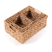 AUFBEWAHRUNGSBOX-SET Cesto II 4-teilig Wasserhyazinthe geflochten, 4 verschiedene Größen naturfarben - Naturfarben, Naturmaterialien (14cm) - CREEDWOOD