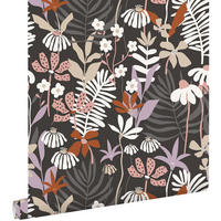 TAPETE tropische Blätter und Blüten 50 x 900 cm - Grau, Papier (50/900cm) - ESTAhome