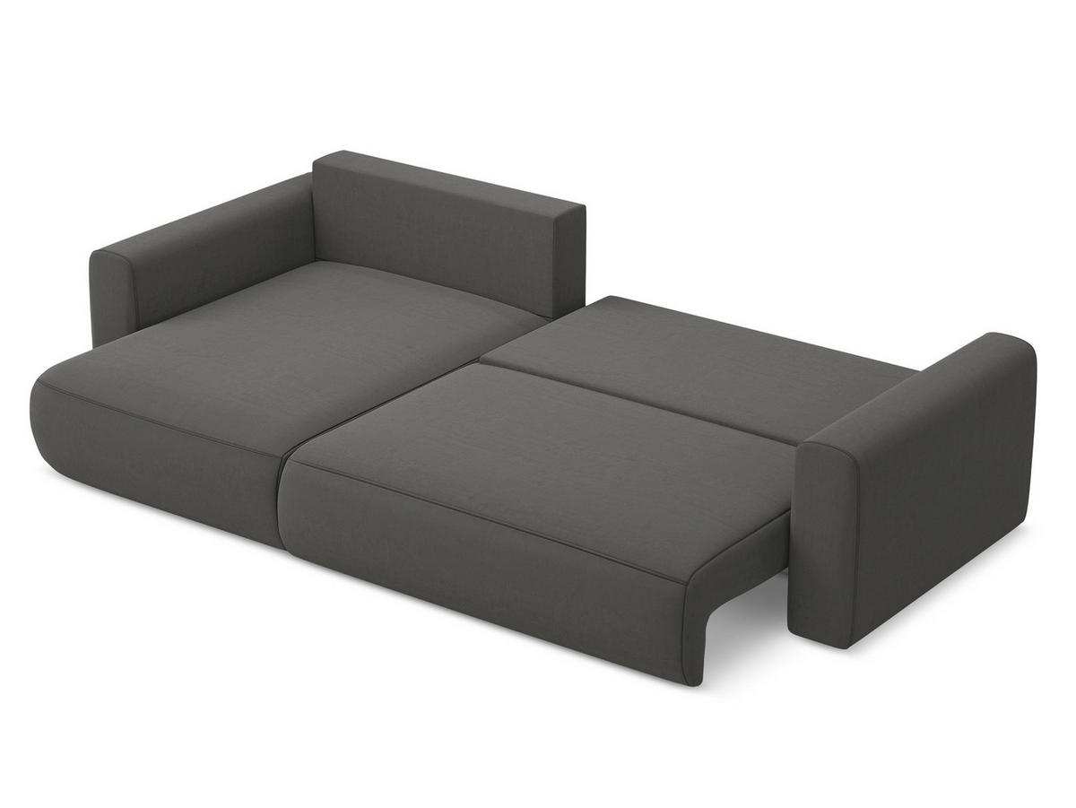 ECKSOFA mit Schlaffunktion Samt Stoff Grau - Dunkelgrau/Schwarz, Kunststoff/Textil (149/278cm) - Makamii
