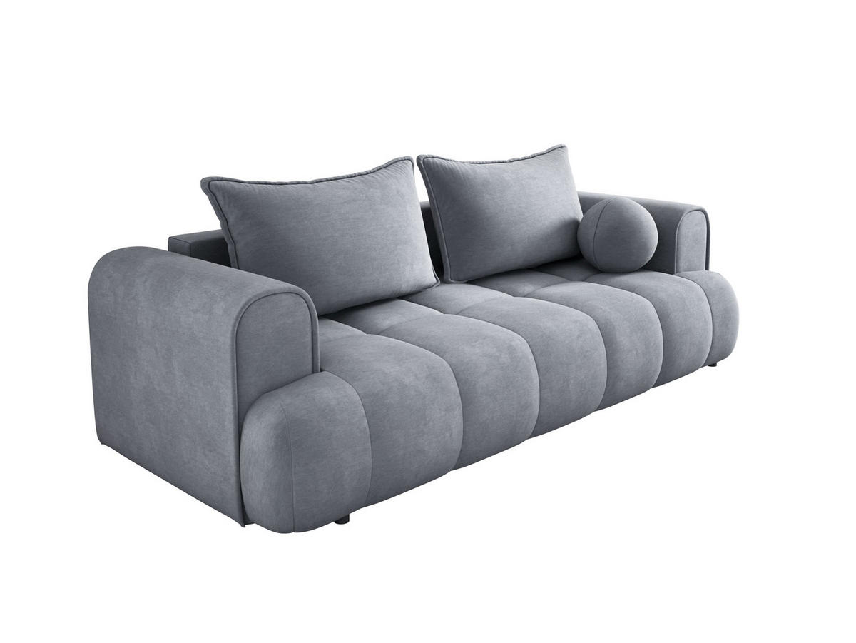 SOFA COCO SCHLAFSOFA mit Bettfunktion, CLOUD Stoffbezug, 2-Sitzer, freistehend, Größe: 250x105x90 cm, Hellgrau - Grau, Holz/Textil (250/90/105cm) - DomoHome