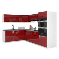 KÜCHENZEILE Italia 8 420 cm , mit Arbeitsplatten, Rot - Rot, Holz (420/143/60cm) - B BELINI GROUP