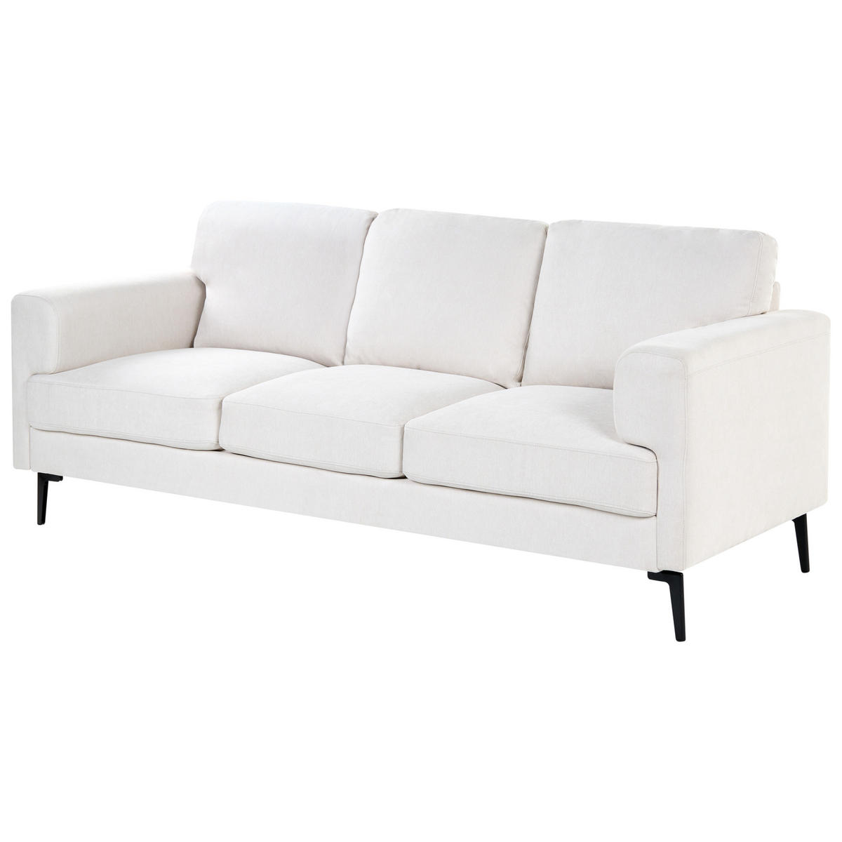 3-SITZER-SOFA Stoff Hellbeige Lousto - Beige/Schwarz, Textil (213/85/65cm) - Beliani