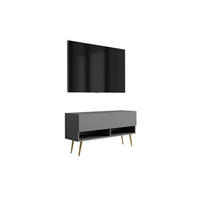 TV-LOWBOARD 100 cm Anthrazit, goldene schräge Beine, 100 × 32 × 52 cm - Grau, Holzwerkstoff (100/52/32cm) - 3XE LIVING