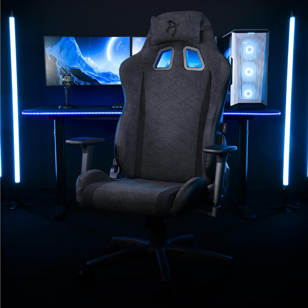 GAMINGSTUHL Avanti Soft Fabric™ Dunkelgrau - Dunkelgrau/Schwarz, Kunststoff/Textil (70/135/47cm) - Arozzi