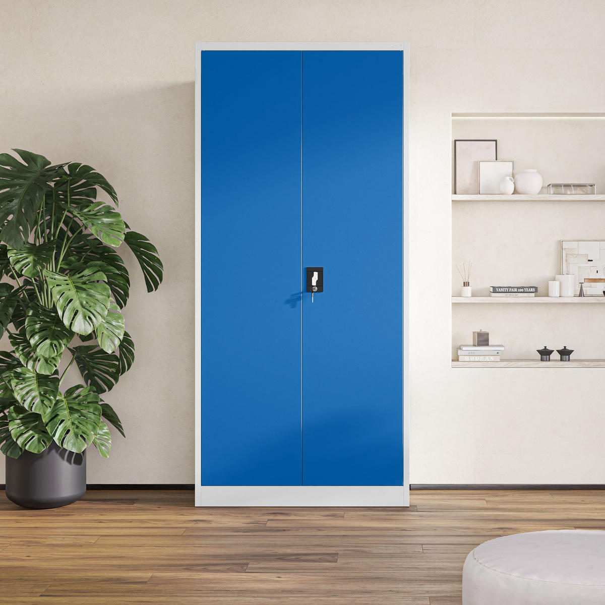 AKTENSCHRANK JAN H - Blau/Grau, Metall (90/195/40cm) - Jan Nowak