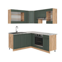 ECKKÜCHE Fame-Line Grün-Gold Landhaus/Goldkraft Eiche 160 x 60 cm ohne AP - Eiche Wotan/Grün, Holzwerkstoff (190/81.6/46cm) - Vicco