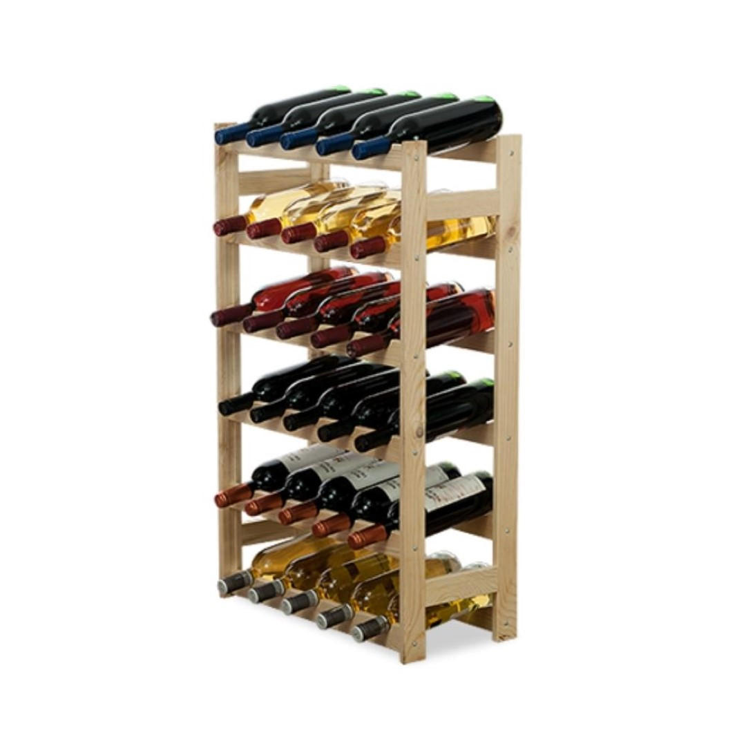 WEINREGAL Pinotwine 86x53x25 cm 30 Flaschen Massives Kiefernholz Natur Unbehandelt - Naturfarben, Holz (53/86/25cm) - PROREGAL