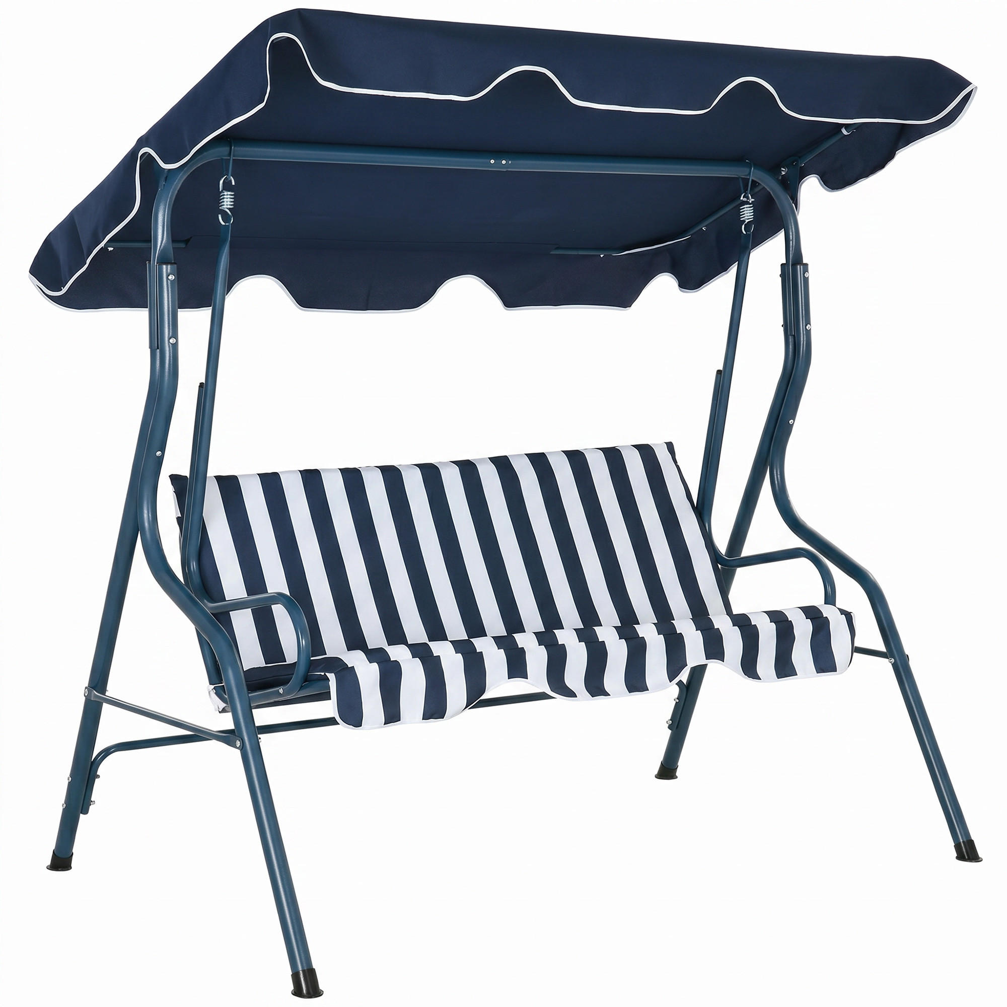 OUTDOOR-SCHAUKEL, verstellbar Stahlrahmen Sonnendach, blau - Blau, Metall (52.5/14.5/138.5cm) - Vallsero