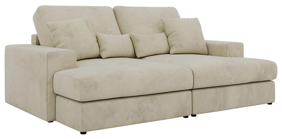 TROJMIESTNA POHOVKA ANERA - Béžová Samet - čierna/béžová, textil/plast (248/107/163cm) - MKS