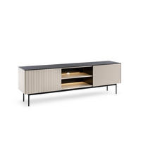 RTV-SCHRANK Rita Kaschmir, zweitürige TV-Tisch mit LED beleuchtung - Kaschmir/Schwarz, Holzwerkstoff (180/57/39cm) - Bettso