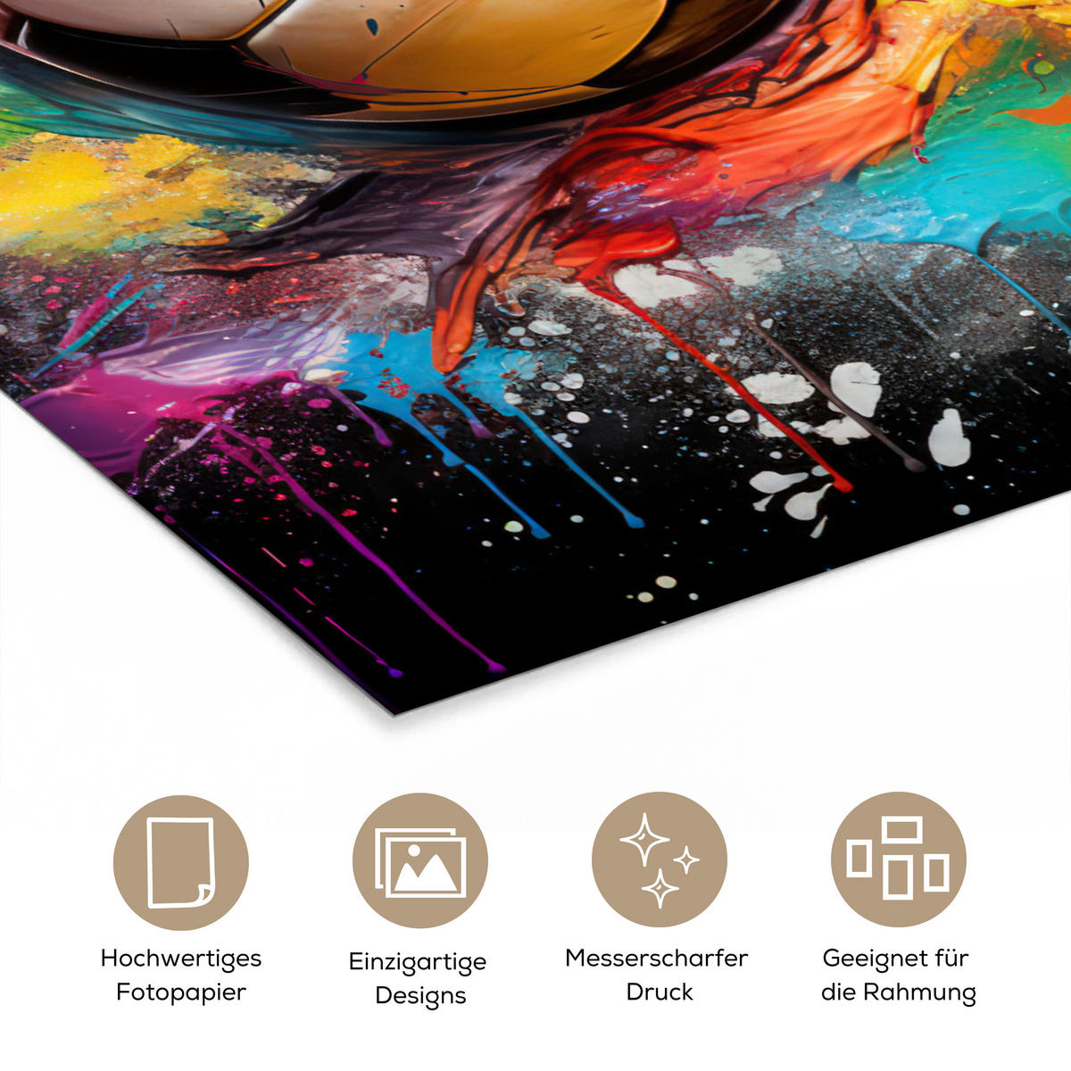 POSTER Fußball - Farbe - Farben - Schwarz - Weiß 20x30 cm - Weiß, Papier (20/30/0.1cm) - MuchoWow